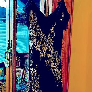 💃🏻GorgeousSue Wong NocturneCocktaildressSilk&VelvetFloral Bohemian EUCS:10💋